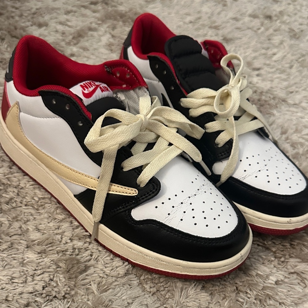Custom Nike Black, Red, and White Sneakers